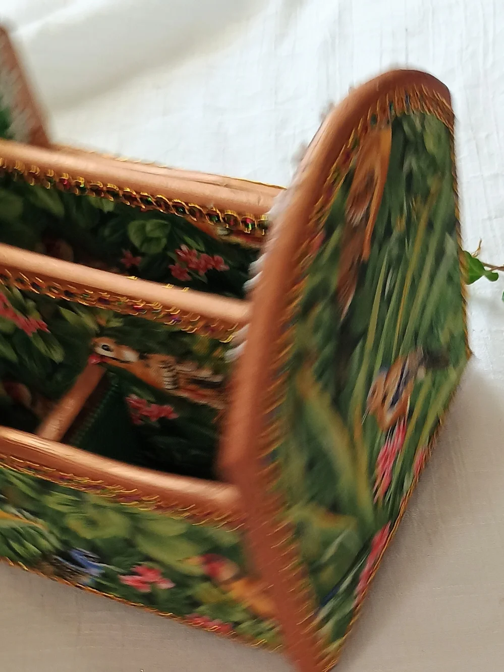🩵 COTTAGE CORE 🩵 Handmade Wood Organizer W Nature Theme, Lazy Susan, Bird Core